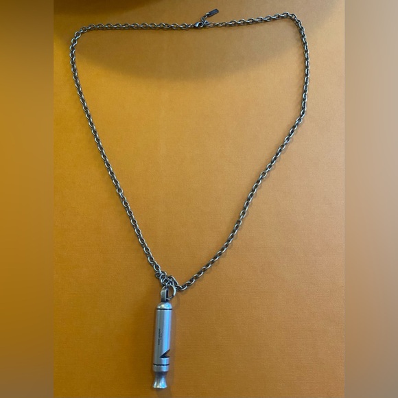 Saint Laurent Long Whistle Charm Necklace in Metal - Picture 2 of 8